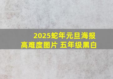 2025蛇年元旦海报高难度图片 五年级黑白